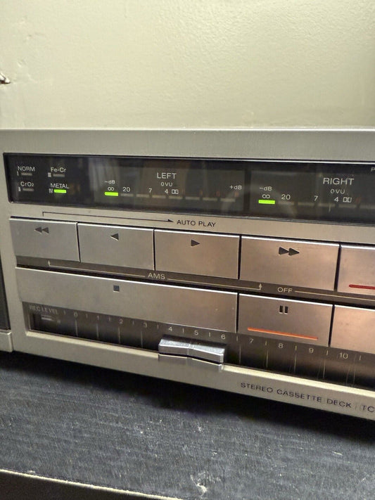 RARE Vintage SONY TC - FX77 Hi - Fi Silver Cassette Tape Deck Dolby Power ON Read - thriftgoblin
