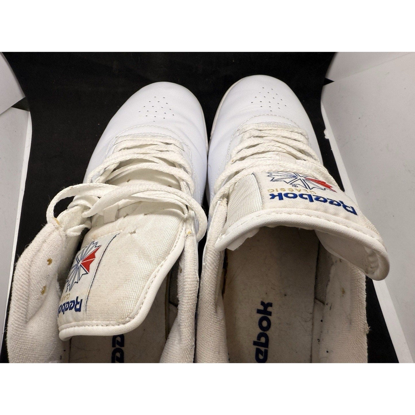 Reebok Ex‑o‑fit White Leather Sneakers Men’s 11.5 Retro Low‑Top Casual Shoes - thriftgoblin