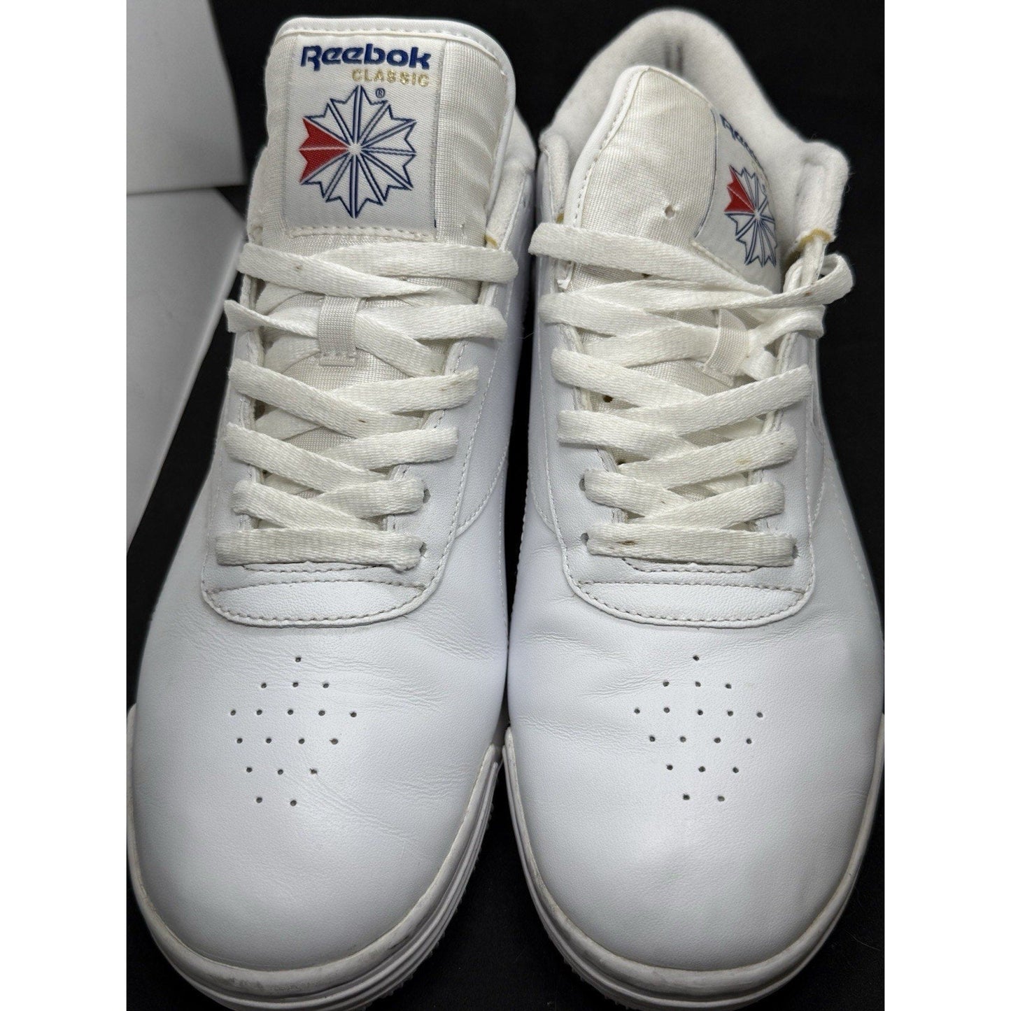 Reebok Ex‑o‑fit White Leather Sneakers Men’s 11.5 Retro Low‑Top Casual Shoes - thriftgoblin