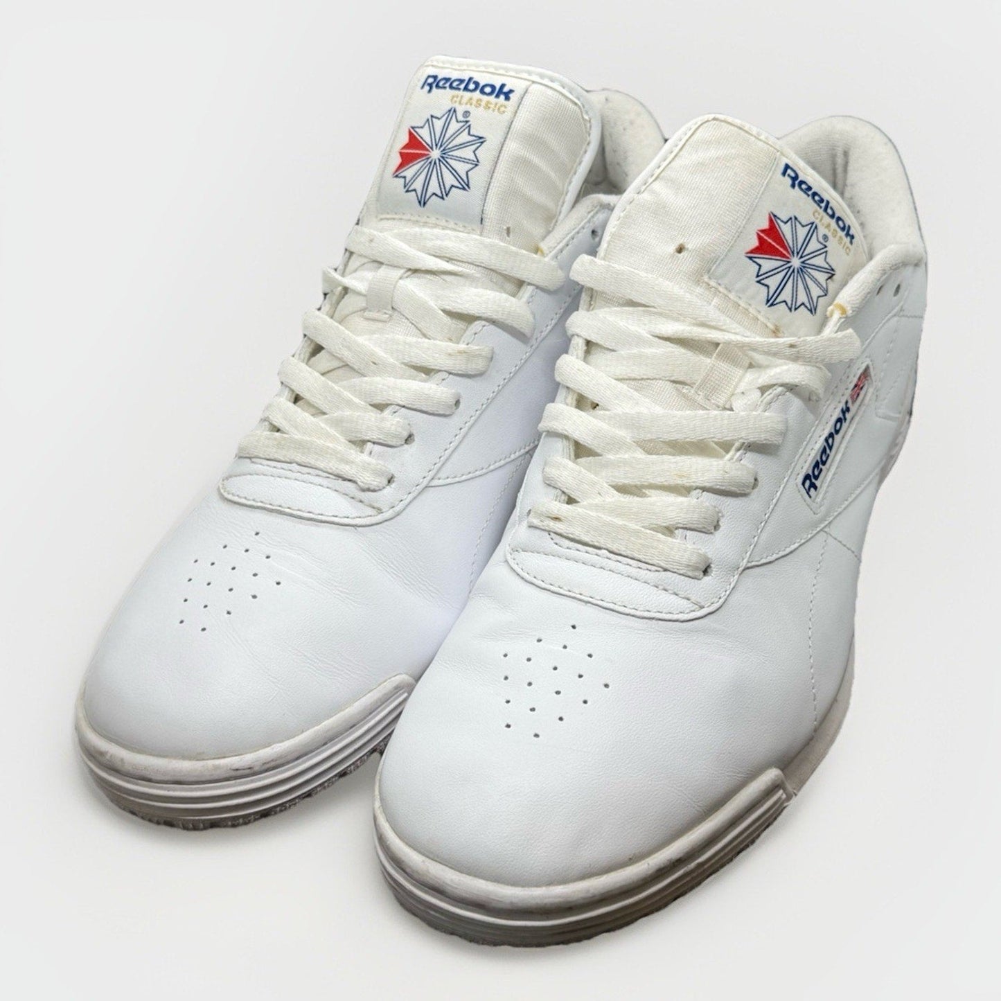 Reebok Ex‑o‑fit White Leather Sneakers Men’s 11.5 Retro Low‑Top Casual Shoes - thriftgoblin