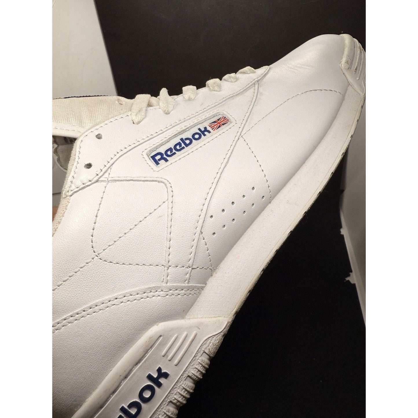 Reebok Ex‑o‑fit White Leather Sneakers Men’s 11.5 Retro Low‑Top Casual Shoes - thriftgoblin