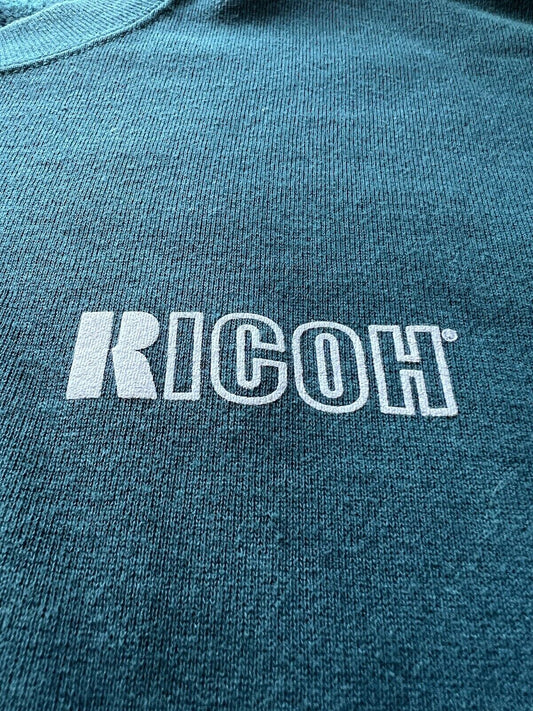 Ricoh Japan Camera Pullover Crewneck Sweater Mens Extra Large Green Jerzees - thriftgoblin