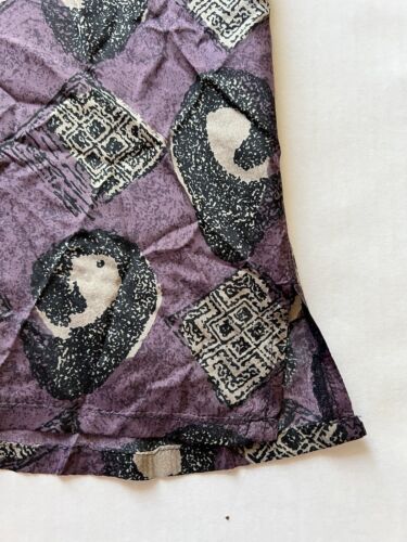 Robert Stock SILK THIN Shirt Men Medium Vintage Square Purple Geometric Light - thriftgoblin