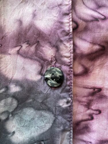 Robert Stock THIN 100% Silk Water RAIN sheer Short Sleeve Button Up Shirt M - thriftgoblin