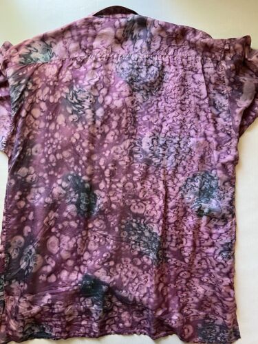 Robert Stock THIN 100% Silk Water RAIN sheer Short Sleeve Button Up Shirt M - thriftgoblin