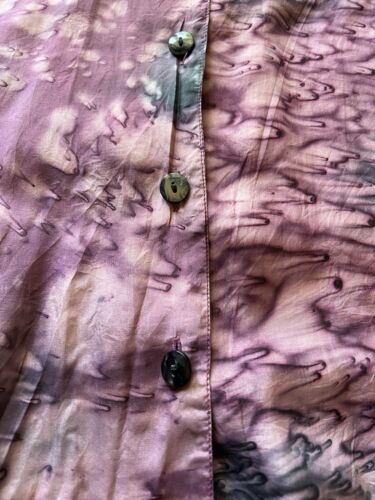 Robert Stock THIN 100% Silk Water RAIN sheer Short Sleeve Button Up Shirt M - thriftgoblin