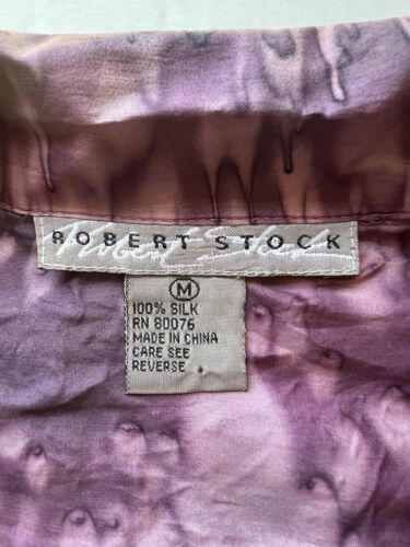 Robert Stock THIN 100% Silk Water RAIN sheer Short Sleeve Button Up Shirt M - thriftgoblin