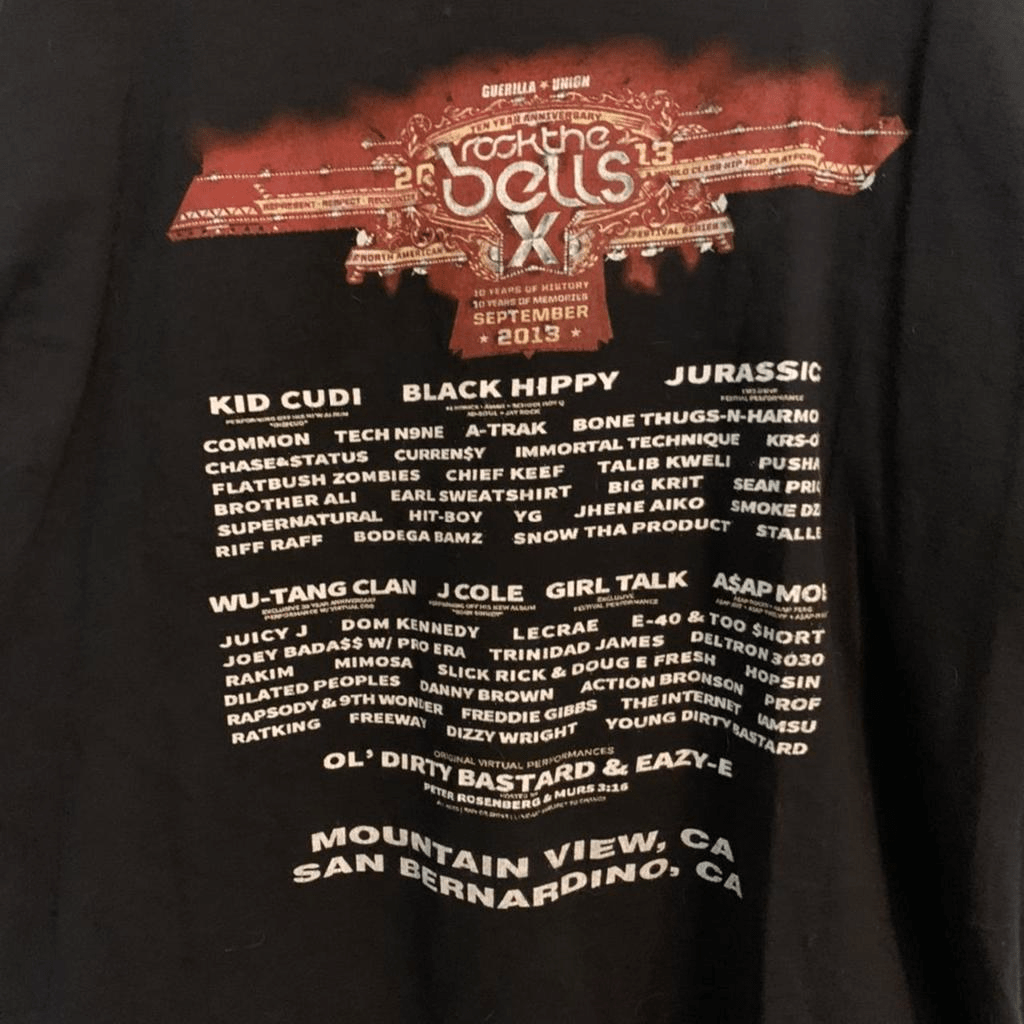 Rock The Bells X 2013 Rap Hip - Hop Festival Lineup Shirt Black Crewneck T-Shirt - thriftgoblin