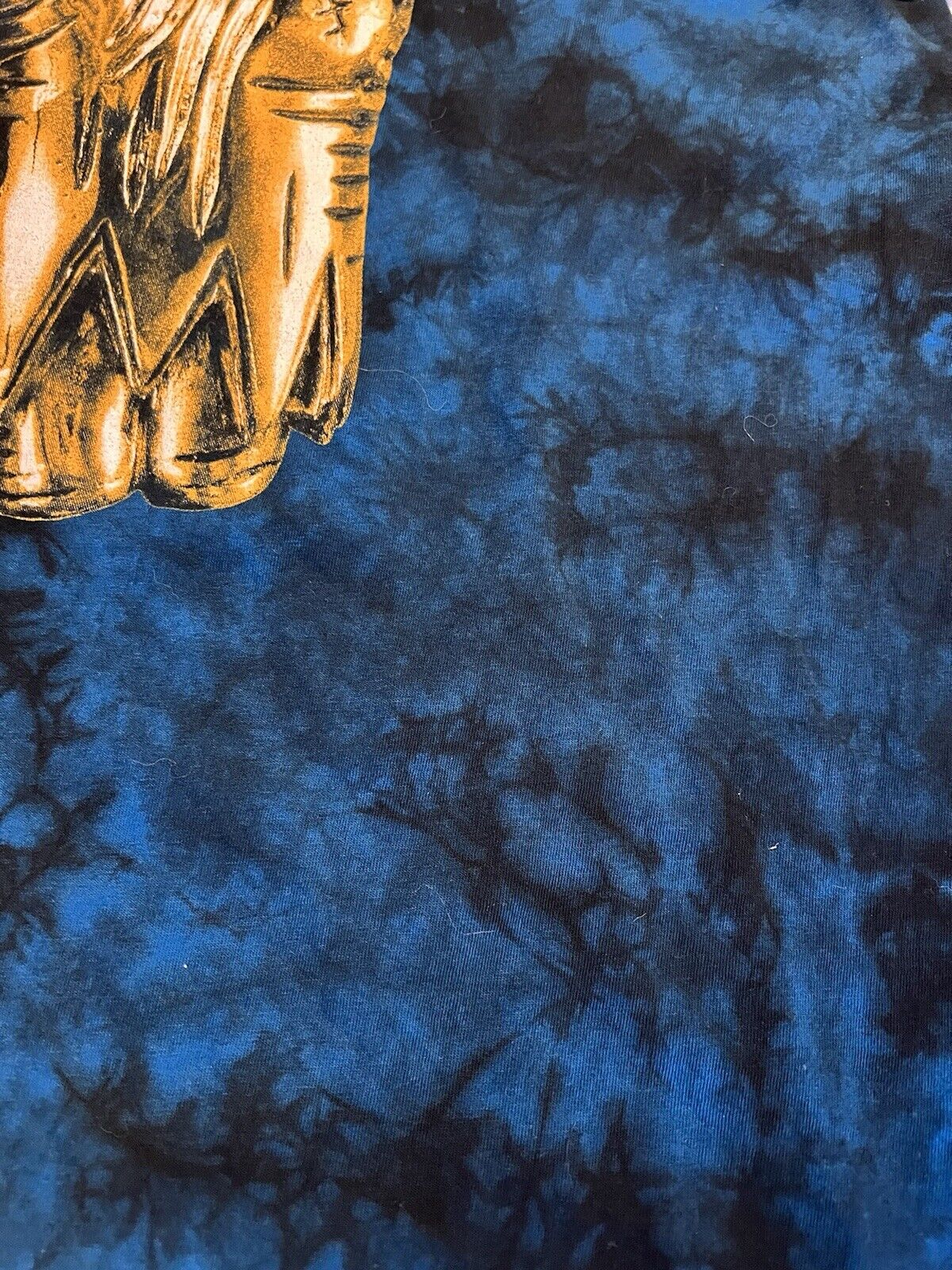 Run The Jewels Golden Fist Blue Washed Tie Dye Tshirt Killer Mike Hip Hop Mens S - thriftgoblin