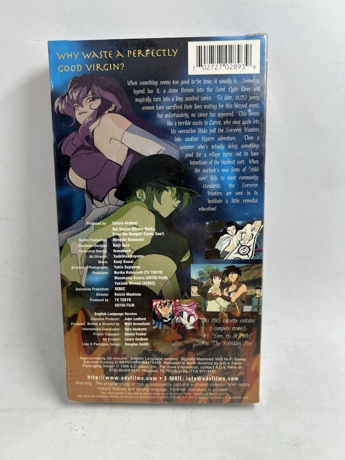 Sorcerer Hunters: Vol 3 Fires of Passion Anime ADV Films VHS Video English Adult - thriftgoblin