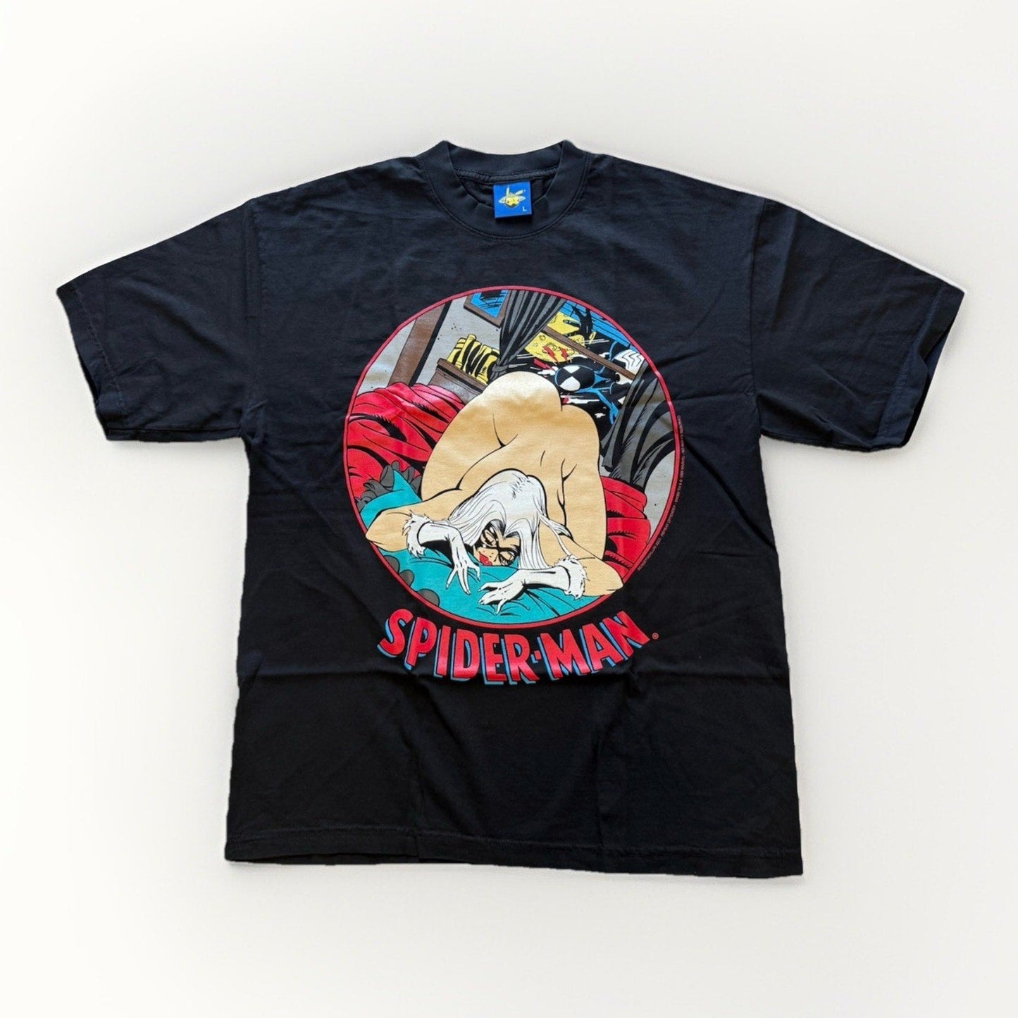 SPIDER - MAN Black Cat Bootleg Tee DeadstockLuis 2023 Repeat Offender L Lewd - thriftgoblin