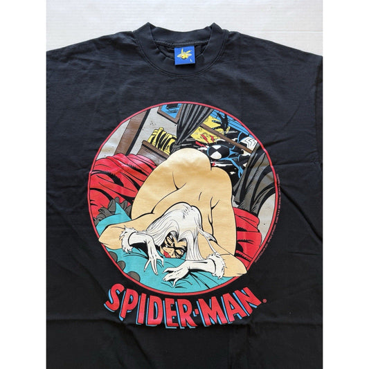 SPIDER - MAN Black Cat Bootleg Tee DeadstockLuis 2023 Repeat Offender L Lewd - thriftgoblin