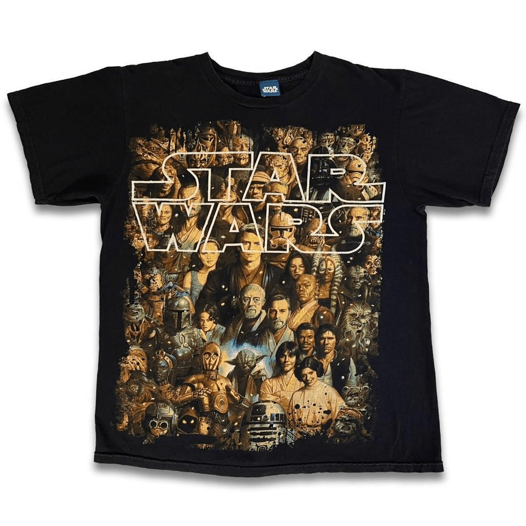 Star Wars Full Cast Short Sleeve T-Shirt Blue Tag - thriftgoblin