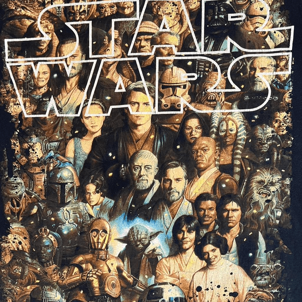 Star Wars Full Cast Short Sleeve T-Shirt Blue Tag - thriftgoblin