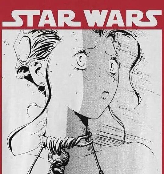 Star Wars Men's Anime Red Leia Manga Graphic T-Shirt Slave Waifu Short Sleeve - thriftgoblin