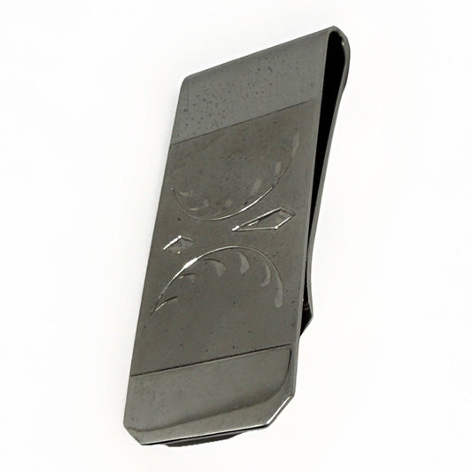 Sterling Silver Money Clip Hand Engraved Design MR X - thriftgoblin