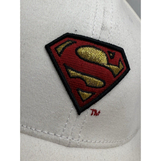 SuperMan DC Comics Warner Bros Control Fit Stabilizer Hat Cap White Stretch Osfm - thriftgoblin