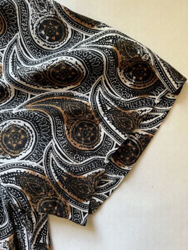 Tasso Elba Island Silk Blend Shirt Mens XL Paisley NWT Brown White Short Sleeve - thriftgoblin