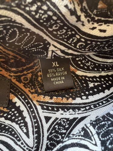 Tasso Elba Island Silk Blend Shirt Mens XL Paisley NWT Brown White Short Sleeve - thriftgoblin