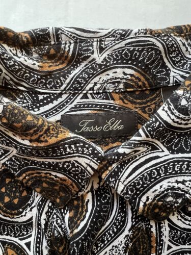 Tasso Elba Island Silk Blend Shirt Mens XL Paisley NWT Brown White Short Sleeve - thriftgoblin