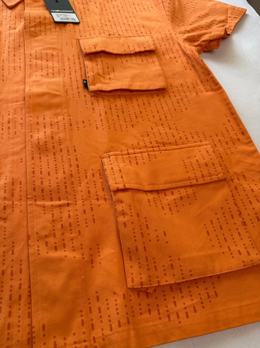 The Hundreds BDU Woven Camp Shirt Orange Mens XL NWT Morse Code Print - Thrift GoblinShirt