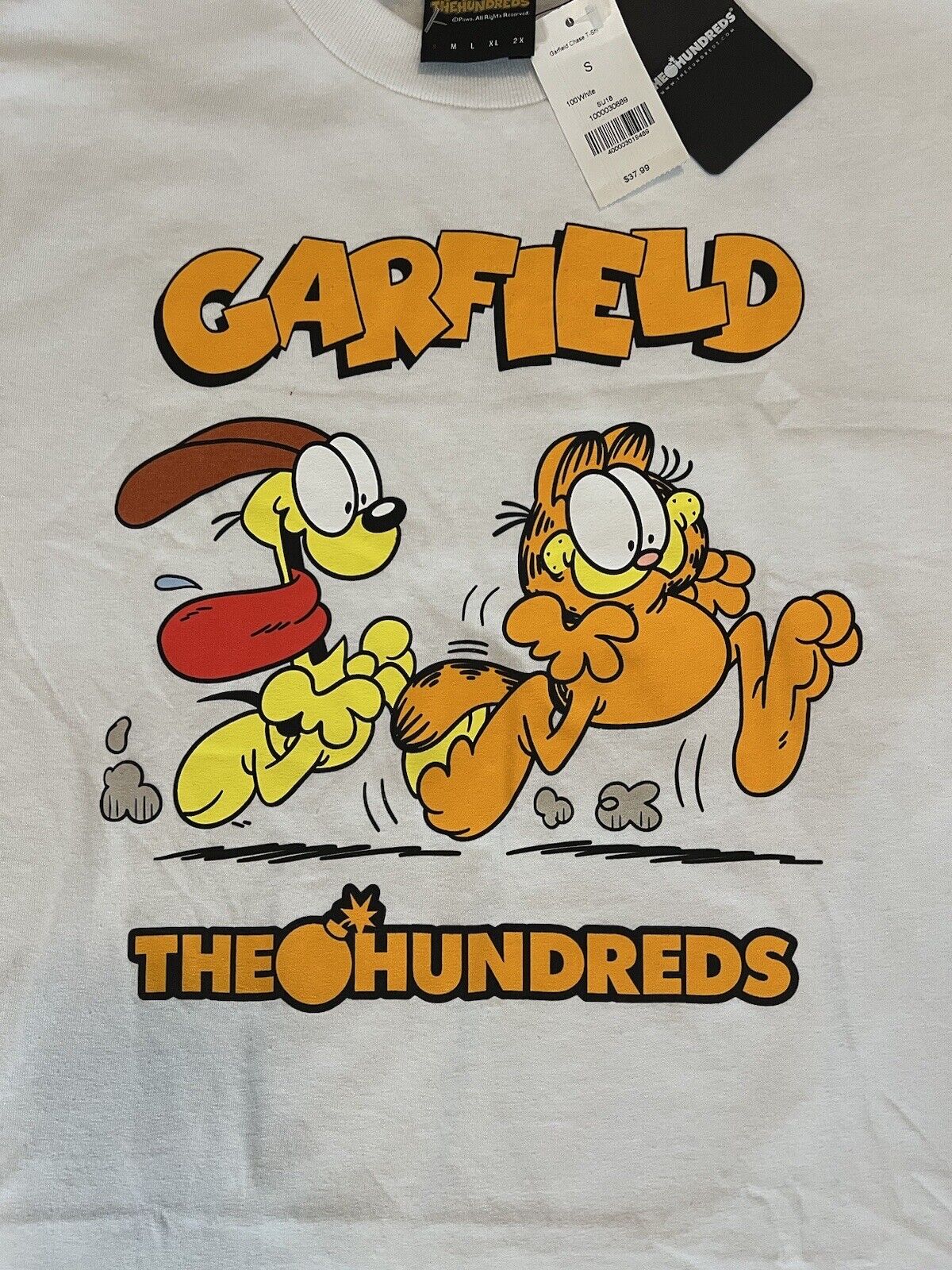 The Hundreds Garfield Mens White Short Sleeve Chase Pullover T-Shirt Size S - thriftgoblin