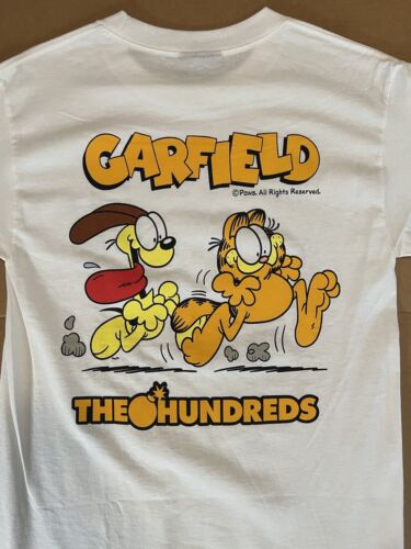 The Hundreds Garfield Mens White Short Sleeve Chase Pullover T-Shirt Size S Black Logo - thriftgoblin