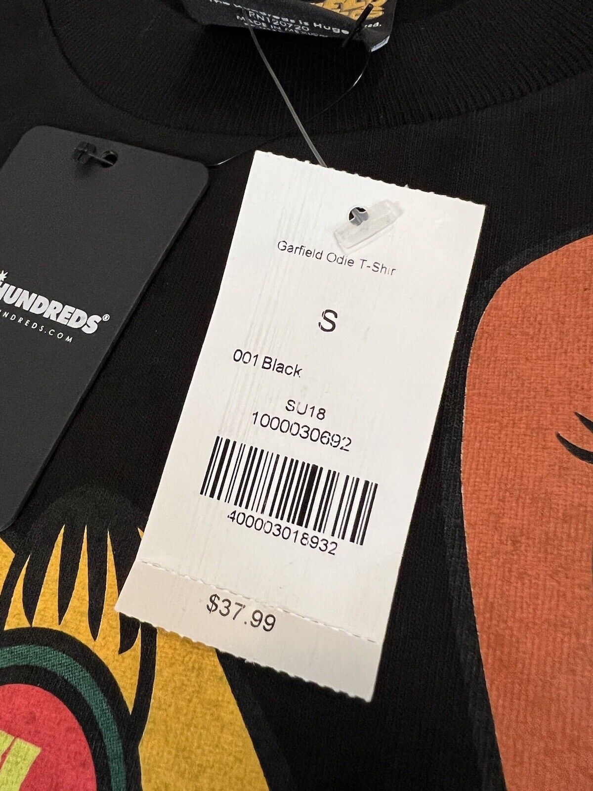 The Hundreds x Garfield Odie SOLD OUT Black Short Sleeve Crew Neck T-Shirt S - thriftgoblin