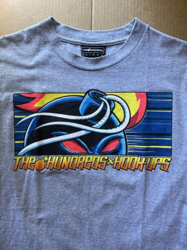 The Hundreds x Hook - Ups Adam Bomb Red Eyes T-Shirt Gray Size Small 2013 - thriftgoblin