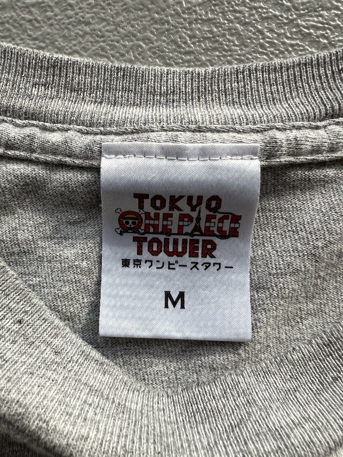 TOKYO ONE PIECE TOWER Luffy Straw Hat Pirates SS Shirt Grey M Anime Rare Japan - thriftgoblin
