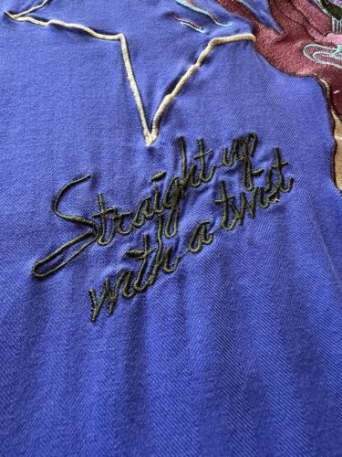 Tommy Bahama Straight Up With A Twist Embroidered PinUp Girl Men's Silk shirt - thriftgoblin