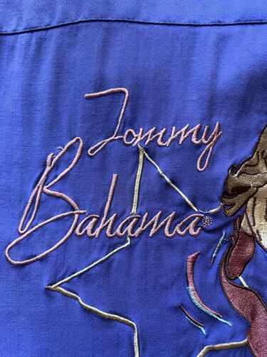 Tommy Bahama Straight Up With A Twist Embroidered PinUp Girl Men's Silk shirt - thriftgoblin