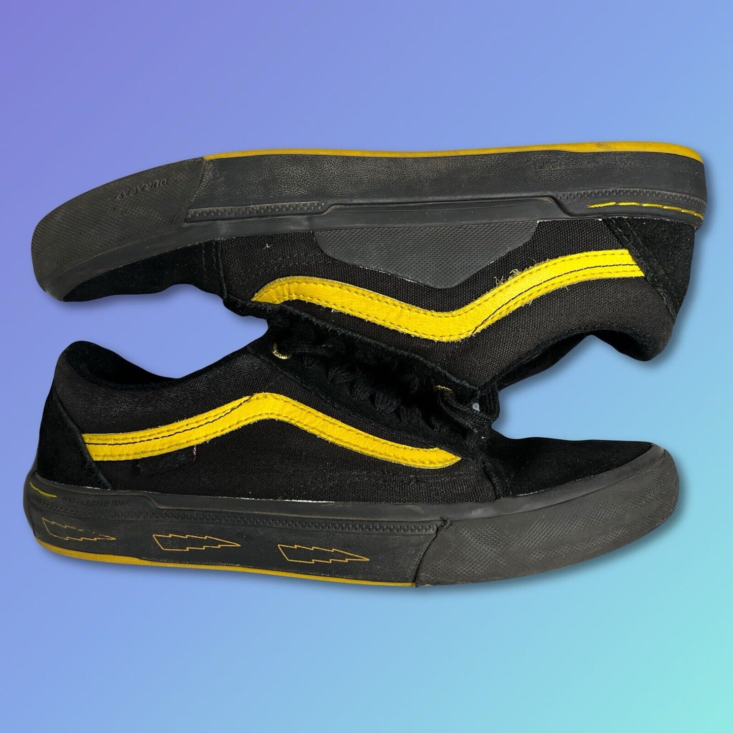 Vans Old Skool Pro BMX Larry Edgar Black & Yellow Shoes Lightning Bolts Mens 8 - thriftgoblin