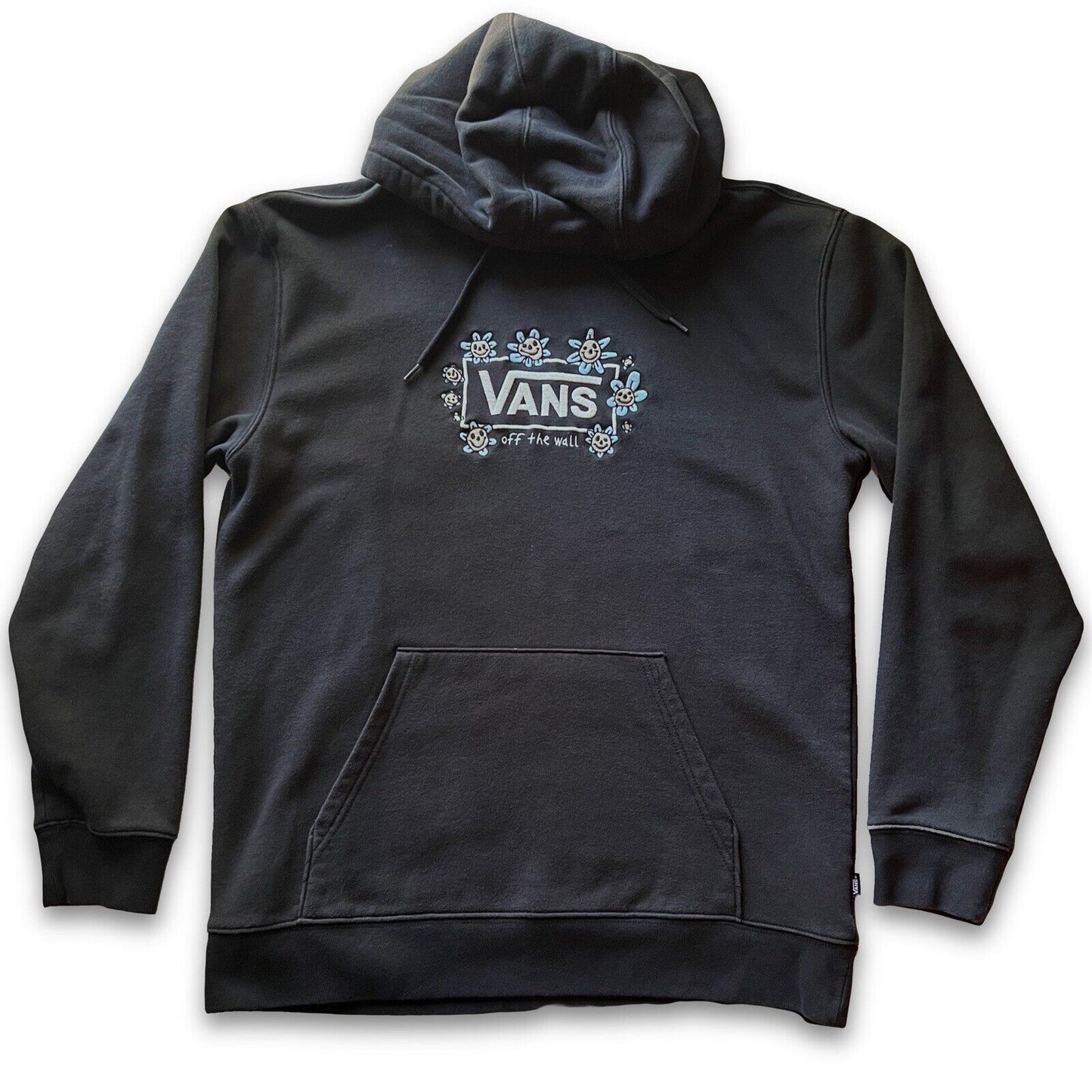 VANS Trippy Grin Fleece Pullover Hoodie Men’s Large Black Floral Stoner. L - thriftgoblin
