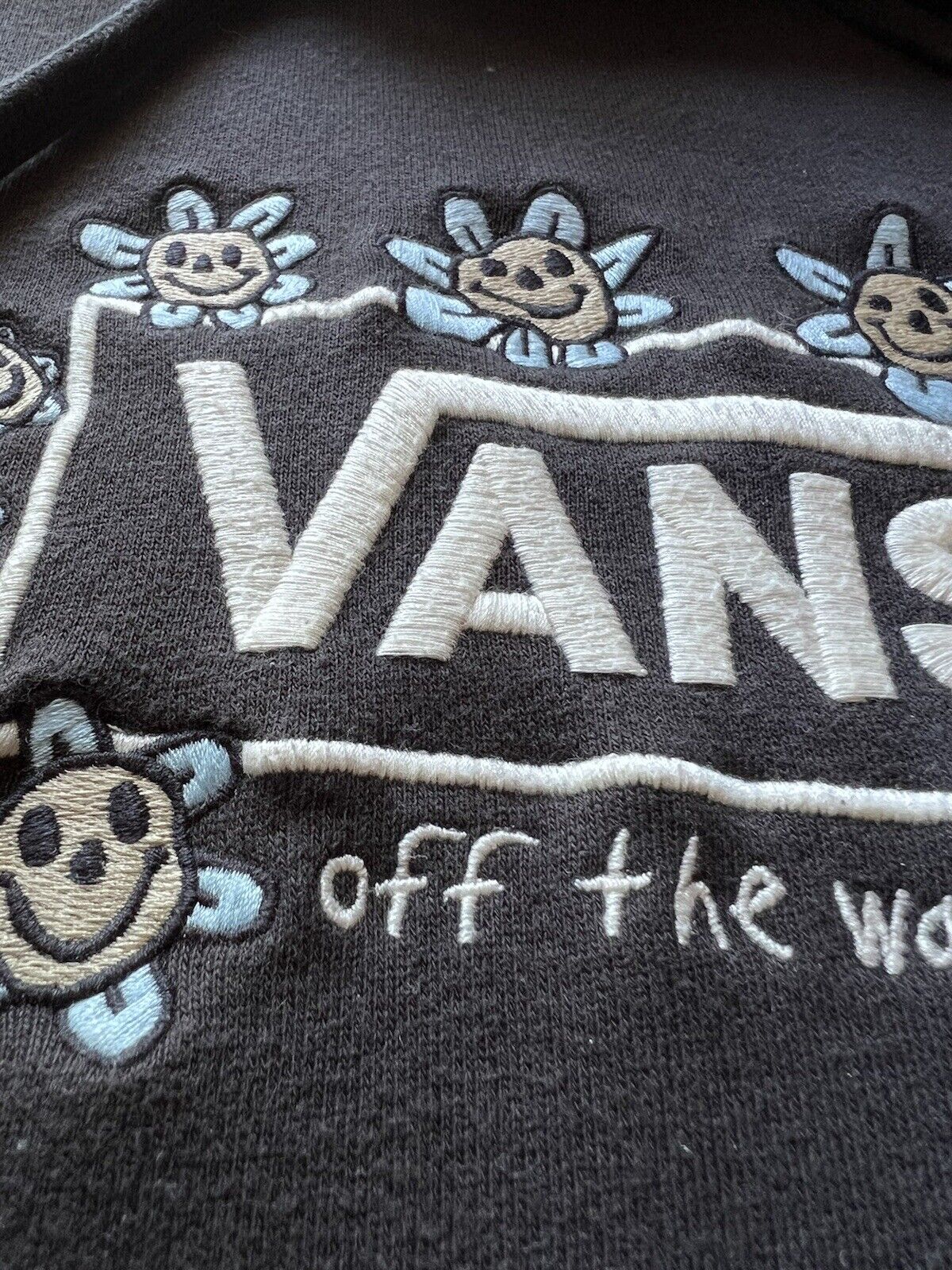 VANS Trippy Grin Fleece Pullover Hoodie Men’s Large Black Floral Stoner. L - thriftgoblin