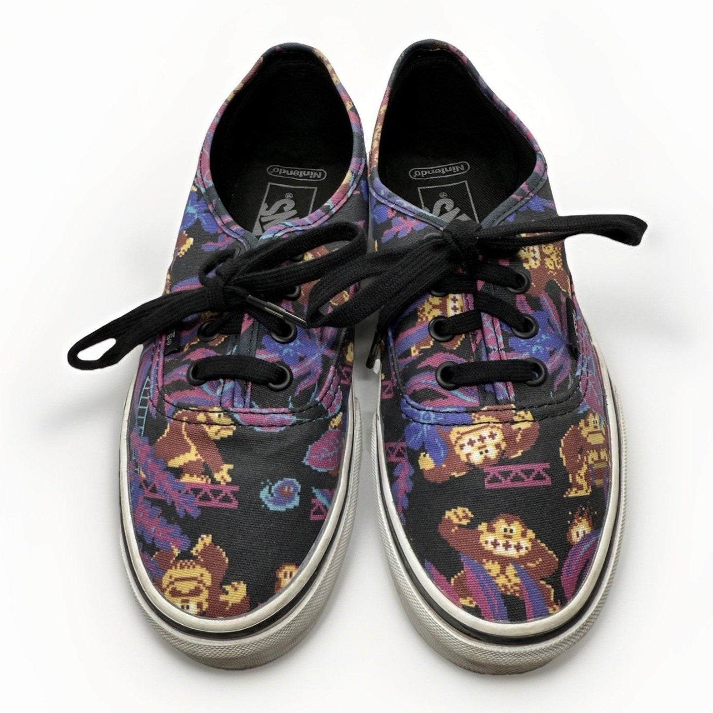 Vans x Nintendo Donkey Kong Authentic Sneakers Black Pixel Print Size 5M/6.5W - thriftgoblin