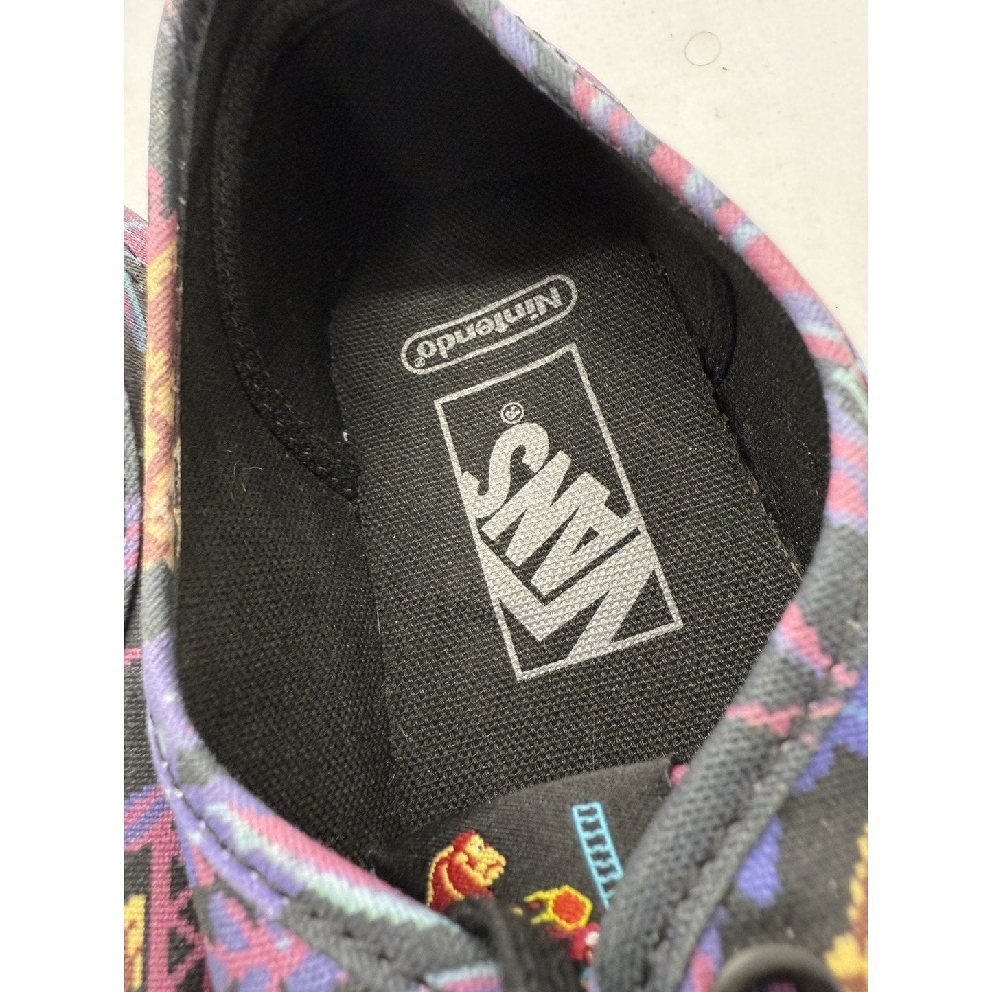 Vans x Nintendo Donkey Kong Authentic Sneakers Black Pixel Print Size 5M/6.5W - thriftgoblin