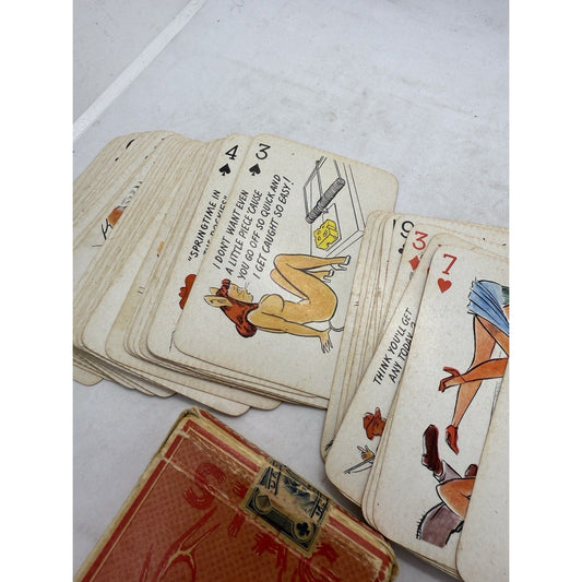 Vintage 1950 Stag Party Pack Risqué Pin - Up Playing Cards Box Lewd Adult Humor 50 - thriftgoblin