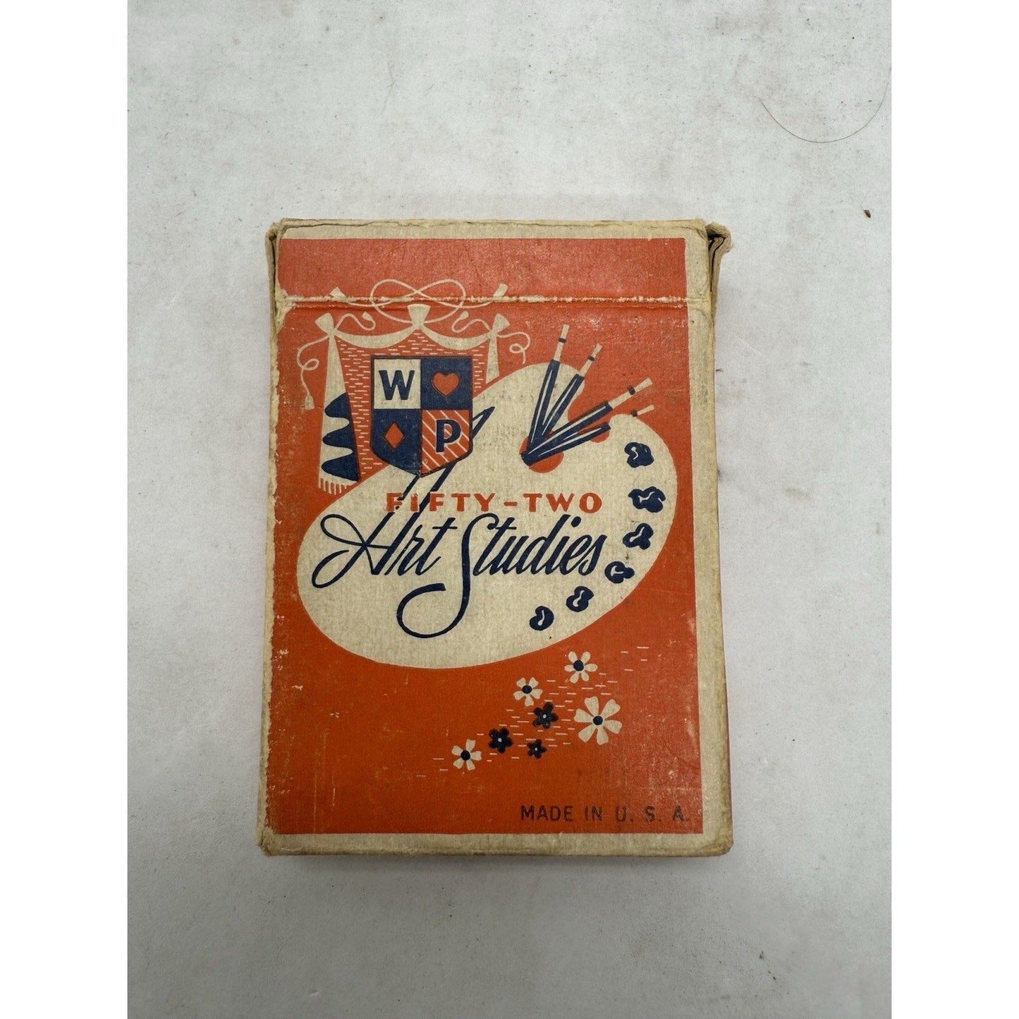 Vintage 1950s Fifty - Two Art Studies Pin - Up Playing Cards with Box Lewd Wolf Back - thriftgoblin