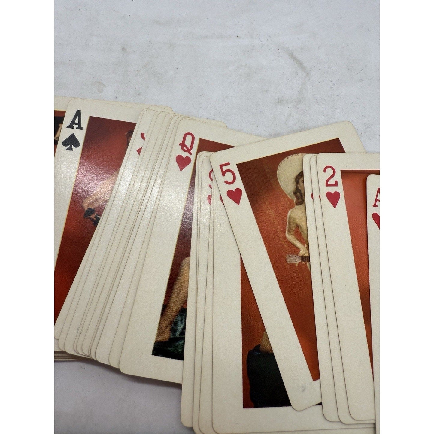 Vintage 1950s Fifty - Two Art Studies Pin - Up Playing Cards with Box Lewd Wolf Back - thriftgoblin