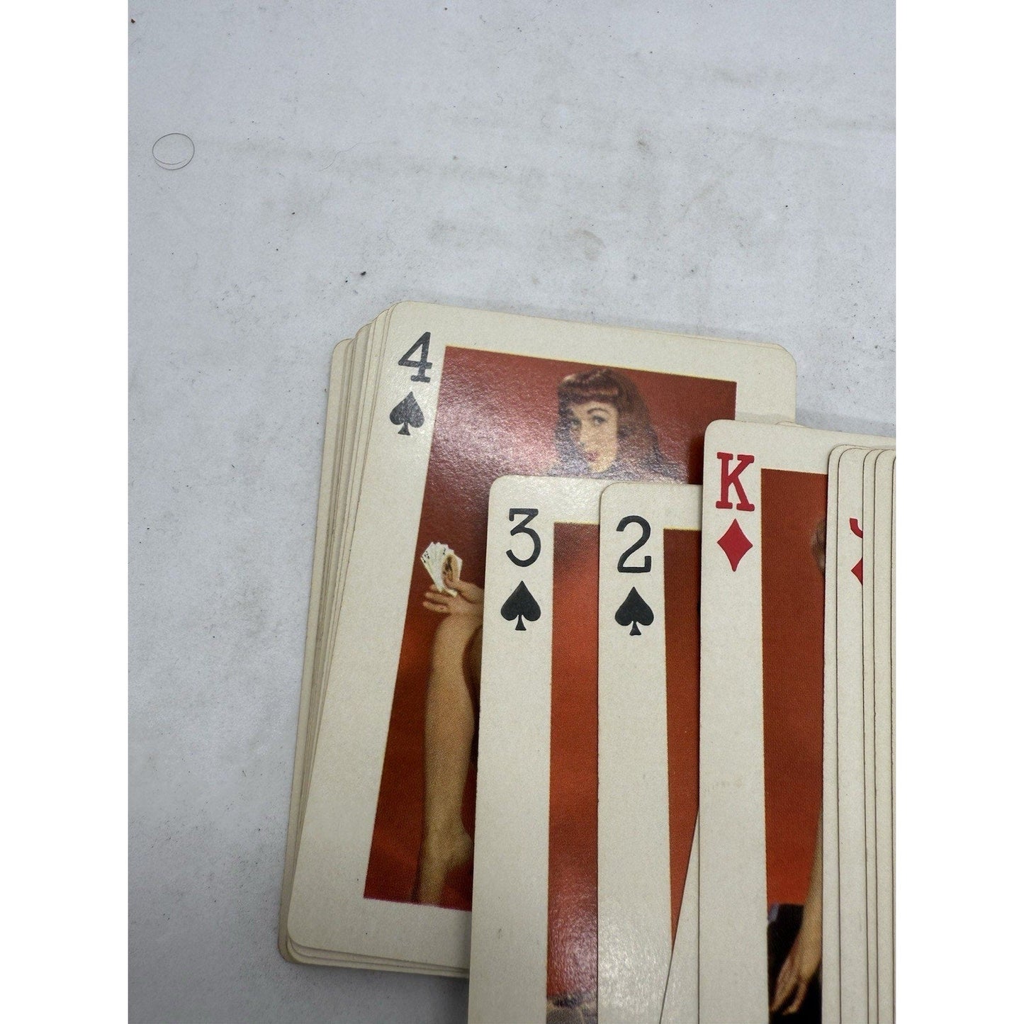 Vintage 1950s Fifty - Two Art Studies Pin - Up Playing Cards with Box Lewd Wolf Back - thriftgoblin