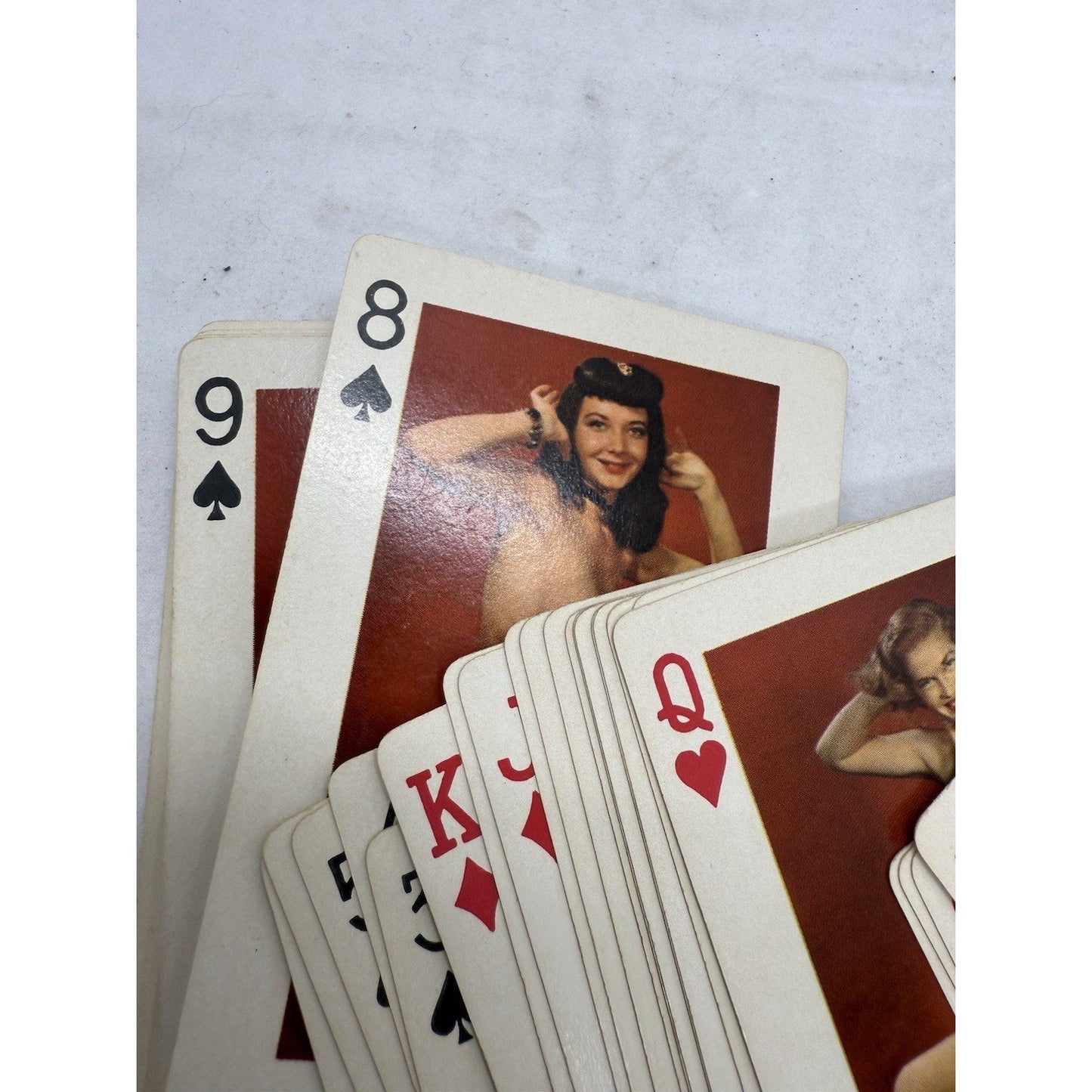 Vintage 1950s Fifty - Two Art Studies Pin - Up Playing Cards with Box Lewd Wolf Back - thriftgoblin