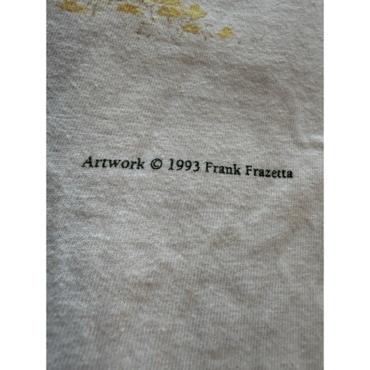 Vintage 1993 Frank Frazetta Pillow Book Art T-Shirt Size XL White Hanes - thriftgoblin