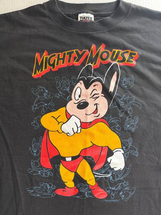 Vintage 1993 Mighty Mouse Graphic Tee Tultex XL Black - Thrift GoblinT-Shirt