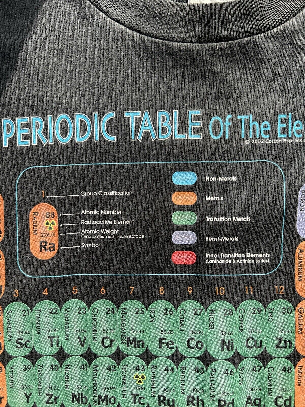 Vintage 2002 Cotton Expressions Faded Periodic Table Of Elements Tee T-Shirt Med - thriftgoblin