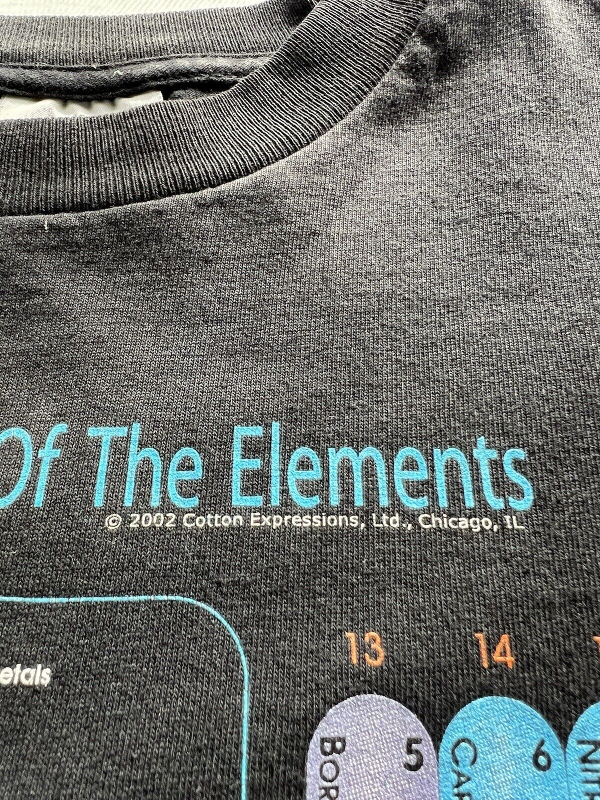 Vintage 2002 Cotton Expressions Faded Periodic Table Of Elements Tee T-Shirt Med - thriftgoblin