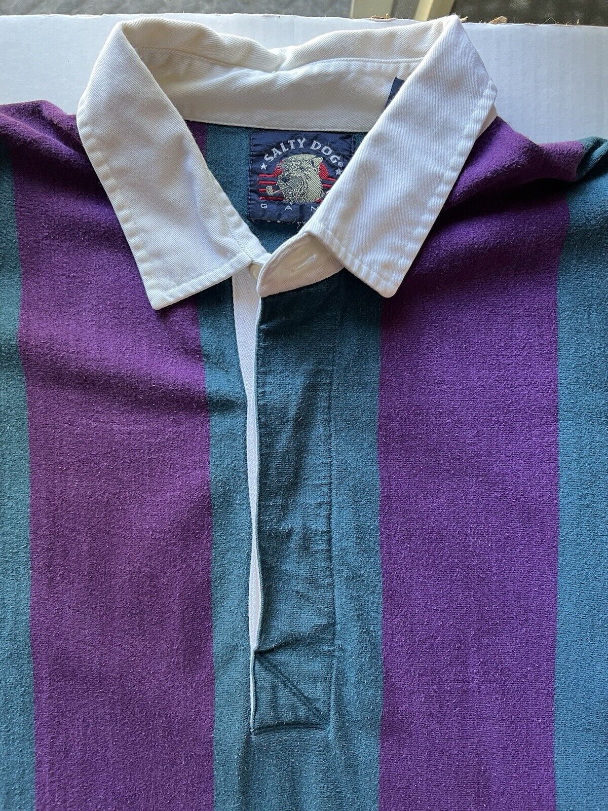VINTAGE 90s GANT Salty Dog Rugby Polo Shirt Long Sleeve Striped Tall Long Sleeve - thriftgoblin