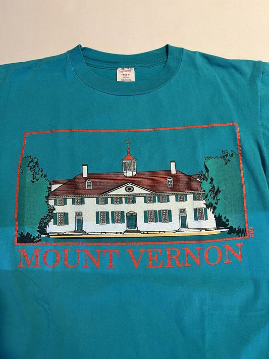 Vintage 90’s Sherry's Best Mountain Vernon MV T-Shirt Medium USA Teal Mens State - thriftgoblin