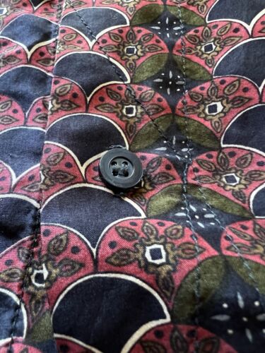 Vintage Addiction SILK Fan Scallop Pattern Shirt 100% Mens Medium Long Sleeve - thriftgoblin