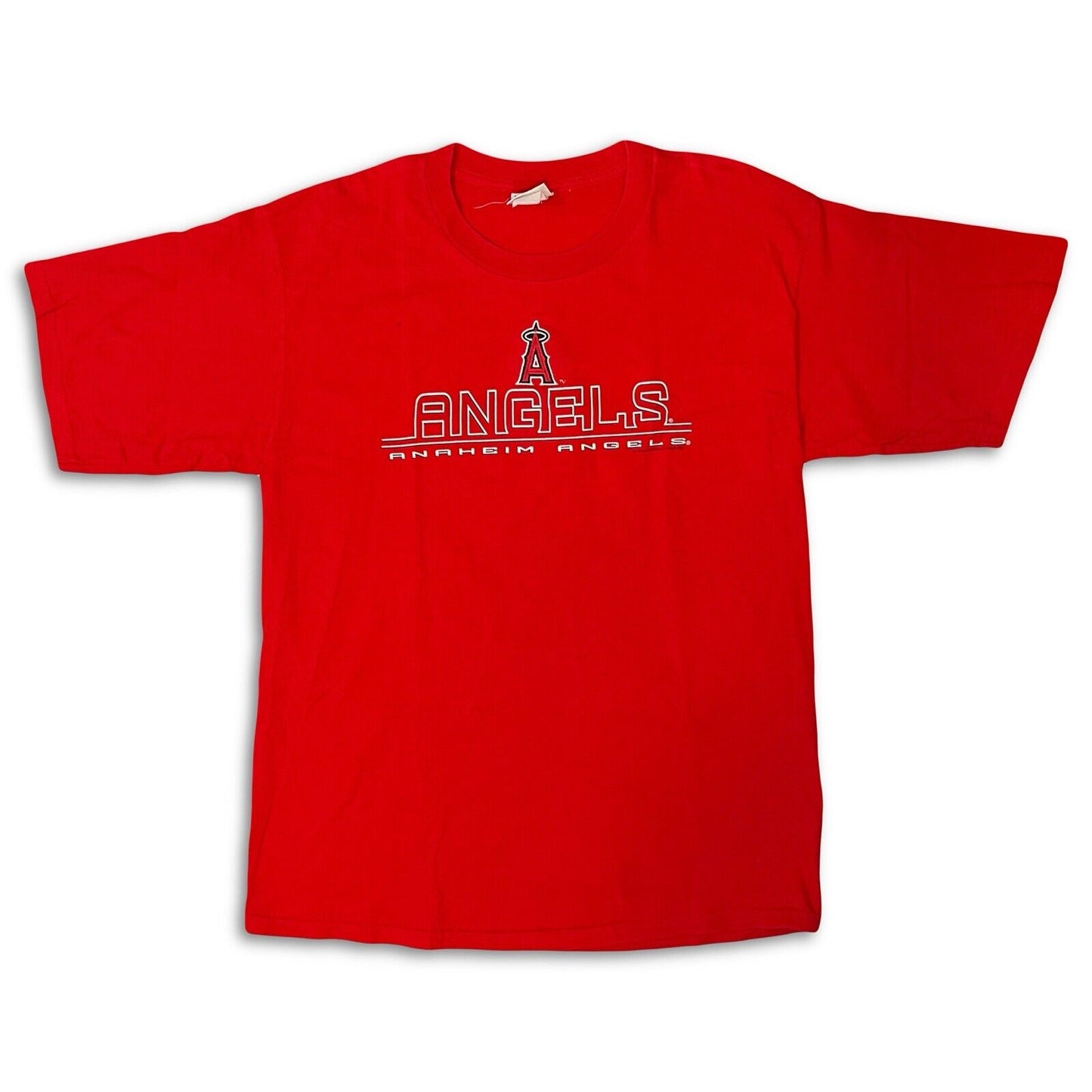 Vintage Anaheim Angels Shirt Mens Embroidered Red Lee Sport MLB Baseball 2002 - thriftgoblin